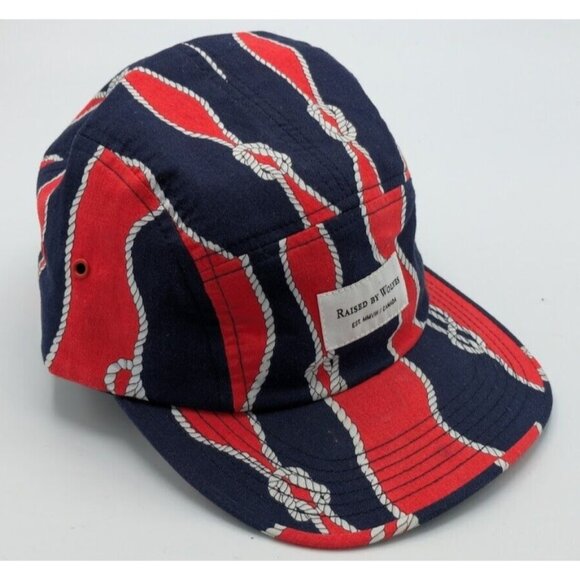 Raised By Wolves RBW 5 Panel Adjustable Size Hat Made USA  Red Navy Rope - Picture 1 of 6